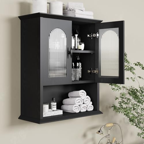 Bathroom Wall Cabinet with Fluted Door