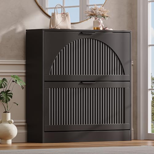 Fluted Shoe Storage Cabinet for Entryway
