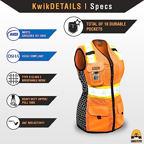 FIRST LADY Safety Vest for Women Class 2 ANSI OSHA Hi Vis Vest