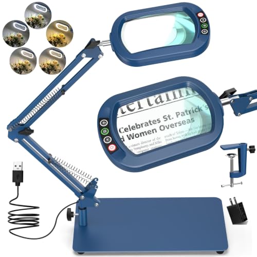 Square Magnifying Glass with Light and Stand