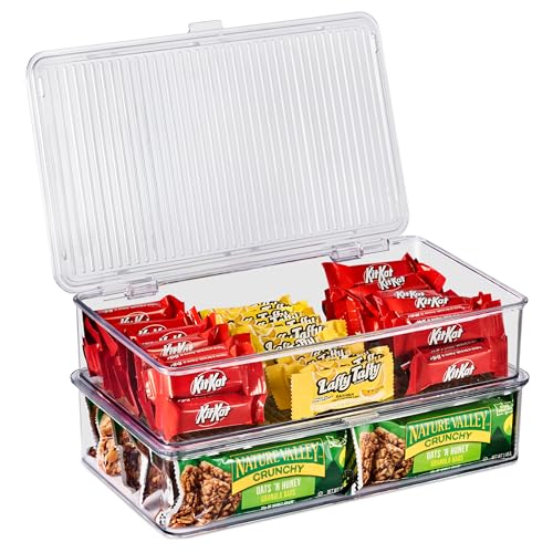 Storage Bins for Pantry & Fridge with Hinged Lids