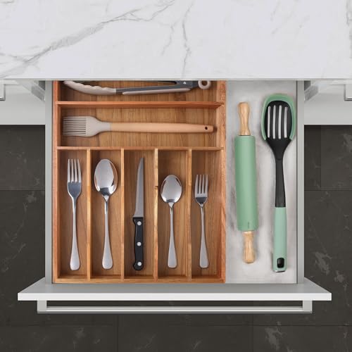 Expandable Bamboo Kitchen Drawer Organizer