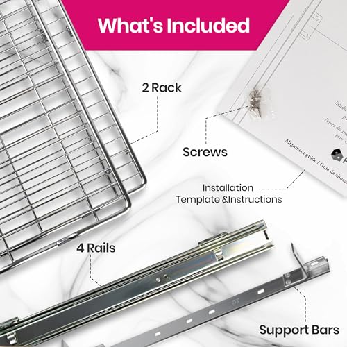2-Tier Pull-Out Cabinet Organizer with Heavy-Duty Steel Frame, Full-Extension Sliding Shelves, Holds 100 lbs, Easy Install for Kitchen, Pantry & Under Sink Cabinets