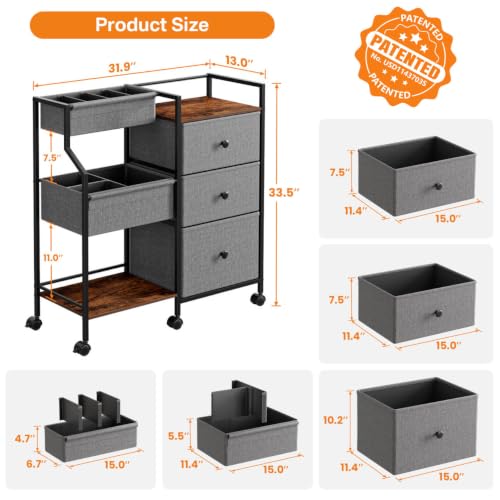 Baby Diaper Caddy Organizer Rolling Cart with Drawers