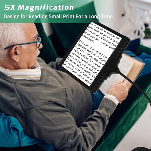Large 5X Rechargeable Floor Magnifying Glass with Light and Stand 43 LED Floor Magnifying Lamp 2