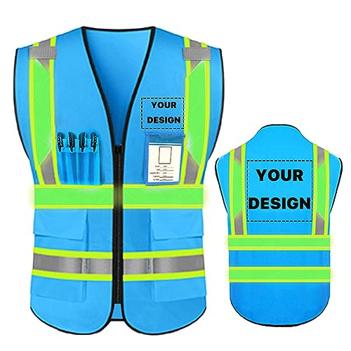 High Reflective Visibility Safety Vest Custom Your Logo Safety Workwear with Reflective Strips and Pockets