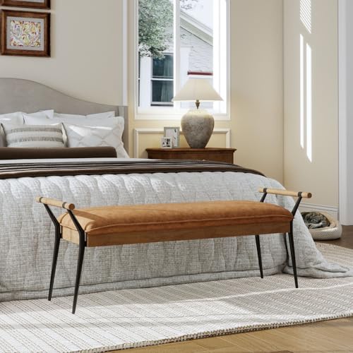 Long Ottoman Bench with Arms Metal Legs 2465