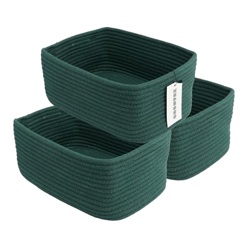 Small Woven Storage Baskets Decorative Rope Bins for Organizing Shelves