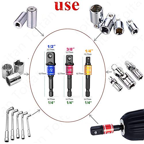Individual Drive Sockets Adapter Drill Bit Extension Right Angle Drill Attachment Short Screwdriver Bits