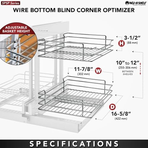 Chrome Two Tier Wire Bottom Optimizer for Blind Corner Cabinet Openings