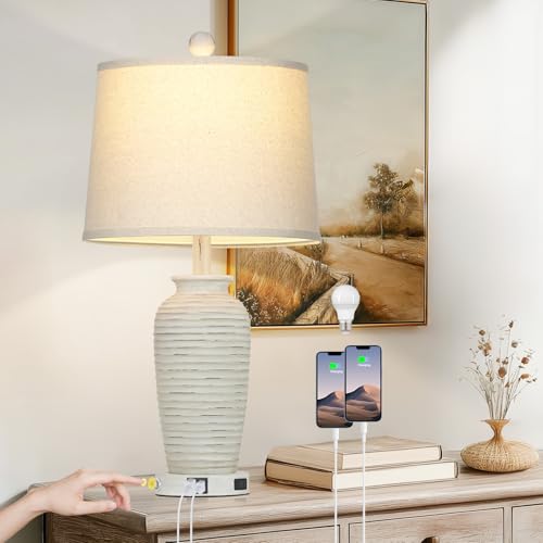 25" Farmhouse Jar Table Lamps Set og 2 Retro Farmhouse Rustic Bedside Lamp