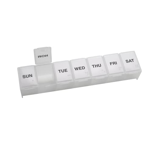 Weekly (7-Day) Pill Organizer, Vitamin Planner, and Medicine Box, Large Compartments