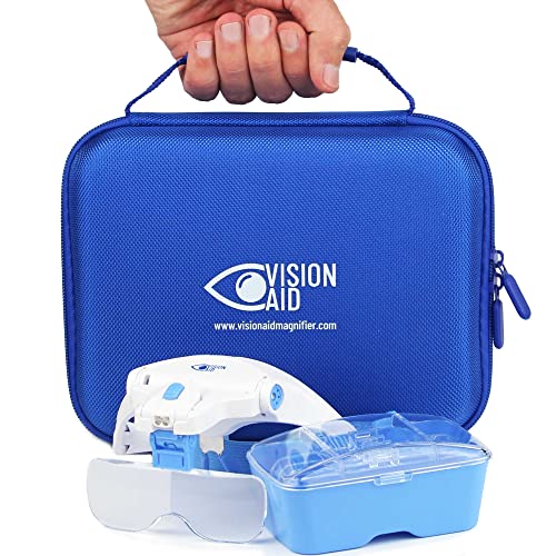 Magnifying Glasses with LED Light Headband Case Hands Free Lighted Head Magnifier for Hobby Crafts Ccross Stitch Macular Degeneration Painting Close Work