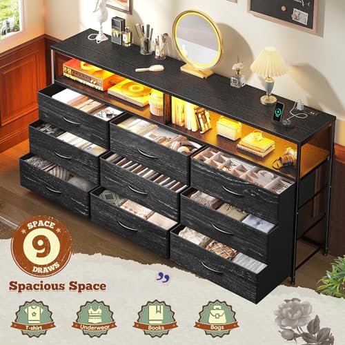 55" W Dresser for Bedroom with 9 Drawer