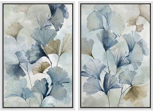 Framed Canvas Print Wall Art White Heron Pair in Marsh Coastal Illustrations Modern Art Decorative Bohemian Colorful for Living Room