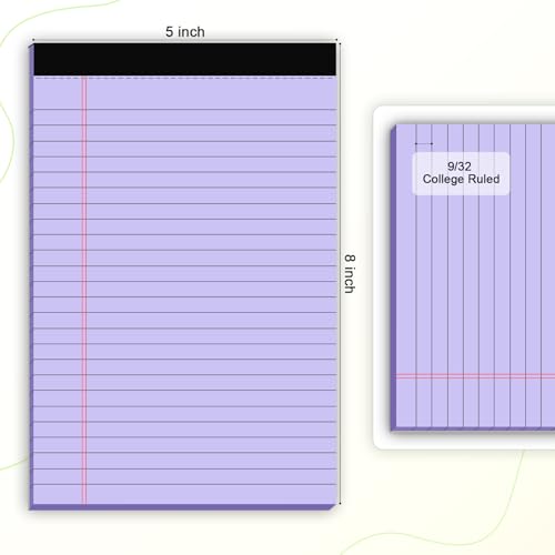 Small Note Pad 5x8 College Ruled Pink Legal Pads Paper Notepads 6 Pack Clear Print Writing Pads 5 x 8 Legal Pads Perforated Narrow Ruled Pads of Paper