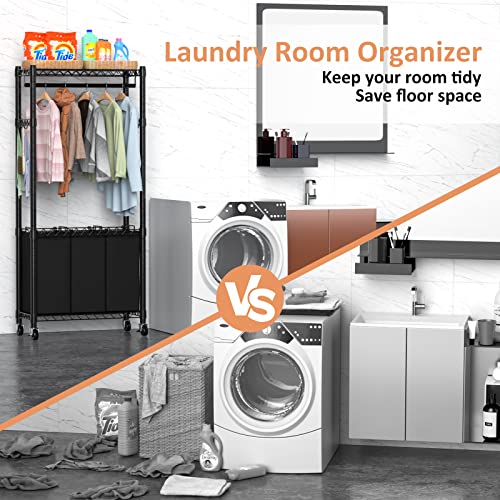 Laundry Hamper with Hanging Bar