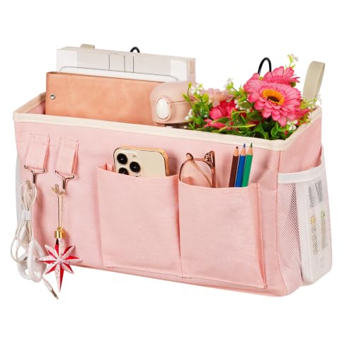 Bedside Caddy Bedside Organizer Bedside Storage Caddy with Fixed Straps and Water Bottle Holder for Home College Dorm Bunk Bed Hospital Bed Crib Bed Rails