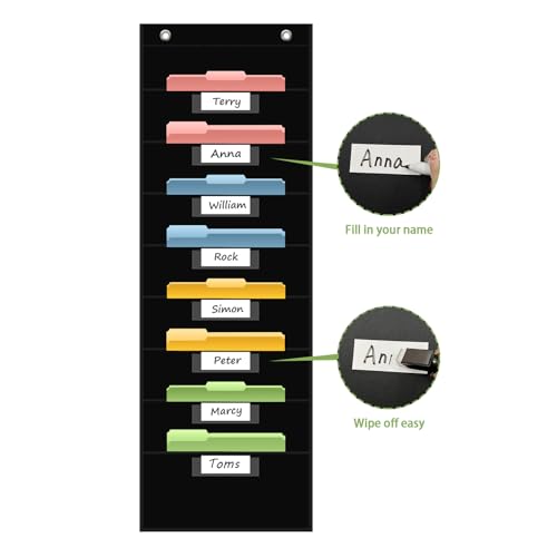 Hanging File Storage Pocket Chart with Nametag Pockets