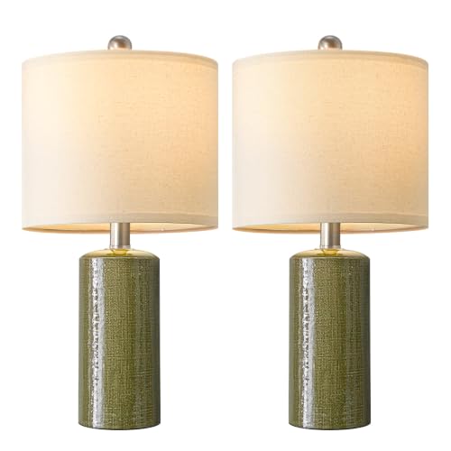 Modern Ceramic Table lamp Set of 2 Small Farmhouse Bedside lamp