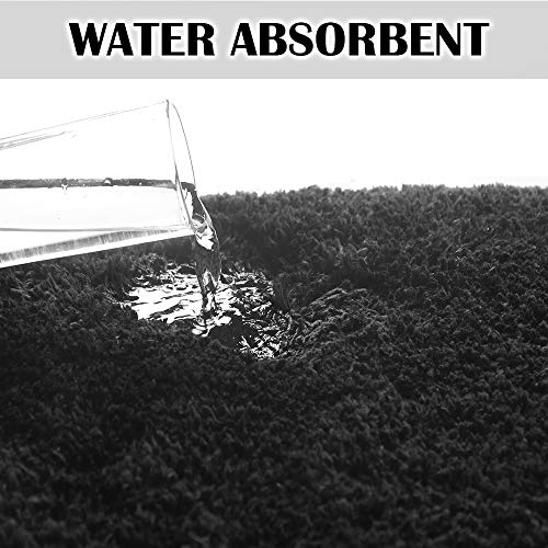 Bathroom Contour Rug Non Slip Bath Mat Water Absorbent Soft Microfiber Shaggy Bathroom Mat Machine Washable Bath Rug for Bathroom Thick Plush U Shape Toilet Rug