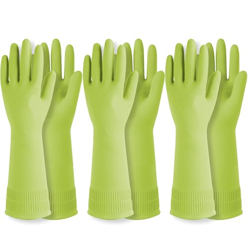 Mamison 2 Pairs Reusable Waterproof Household Dishwashing Cleaning Rubber Gloves