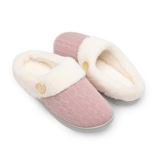 Womens Slipper Warm Comfy Memory Foam House Slippers Knitted Shoes Faux Fur Lined Anti