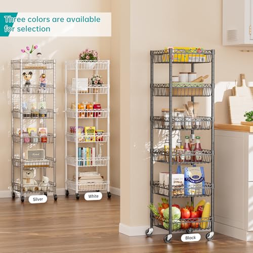 6 Tier Shelf Wire Shelving Adjustable Storage Shelves Basket Rack