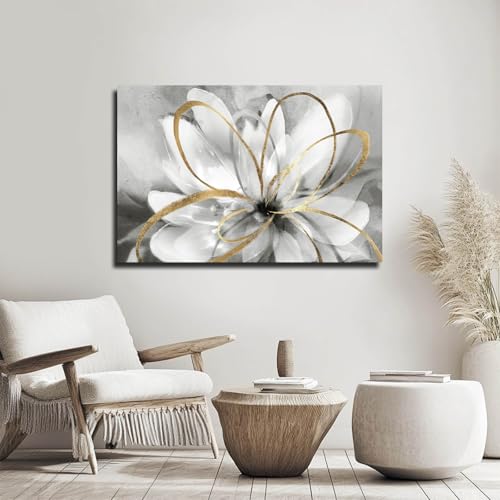 Black White Wall Art Abstract Canvas Grey Living Room Pink Home Decor Bedroom Art Work Modern Framed Wall Decor Extra Large Flower Poster Pictures