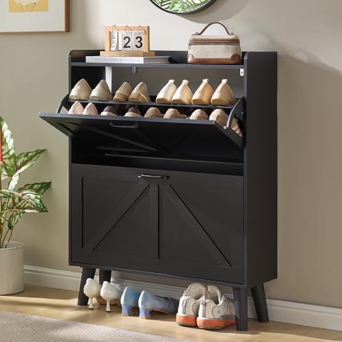 Shoe Cabinet Storage for Entryway with 2 Flip Drawers