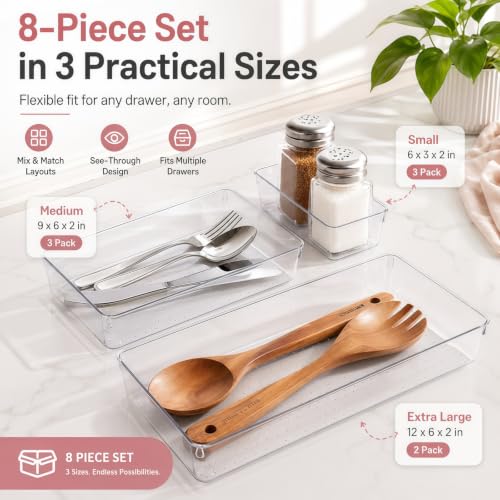 Large Clear Plastic Drawer Organizer Bins