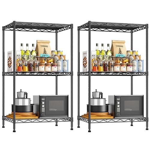 Metal Shelving Unit Adjustable Storage Shelves Wire Shelving Heavy Duty Garage Shelving Steel Wire Rack for Laundry Bathroom Kitchen Pantry Closet Garage Black