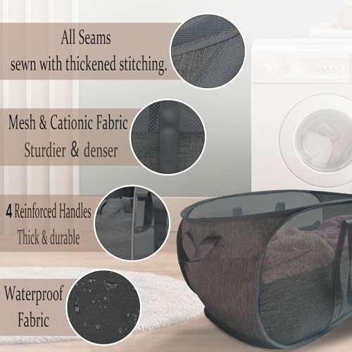 100L Extra Large Mesh Pop Up Laundry Hamper with Lid and Handles