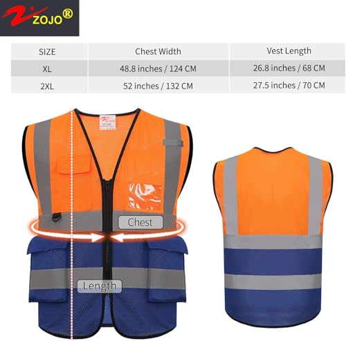 High Visibility Reflective Mesh Safety Vest with Pockets 10 Pack Bulk