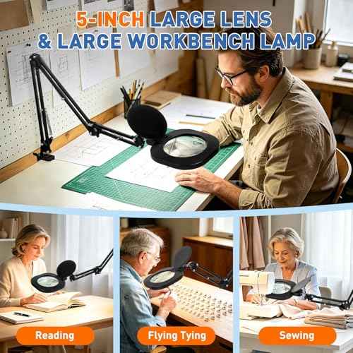 15X Lager Magnifying Glass with Light and Clamp