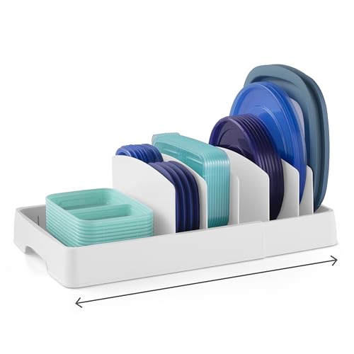 StoraLid Adjustable Food Container Lid Organizer for Kitchen Cabinet Storage