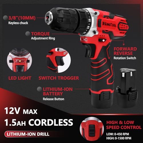 276 Piece Tool Set Kit with 12V Cordless Power Drill