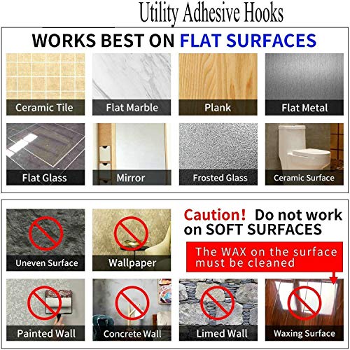 Adhesive Wall Hooks 33LB Heavy Duty No Drill Transparent Waterproof Hooks for Bathroom Kitchen Towel Coat Office Home Outdoor
