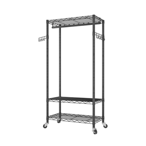Heavy Duty Rolling Clothes Rack Wheels Portable Metal Garment Rack