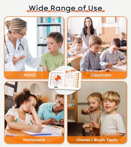 3-in-1 Visual ADHD Timer for Kids with Planning Board, Task Timer for Adults with ADHD, Chore & Schedule Planner, Autism & ADHD Tools with Checklist for Home School, Classroom, Homeschool Supplies