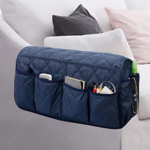 Armchair Caddy Remote Control Holder for Couch Recliner Armrest Organizer Non Slip Couch Arm Covers for Sofa with 14 Pockets Storage for Magazine
