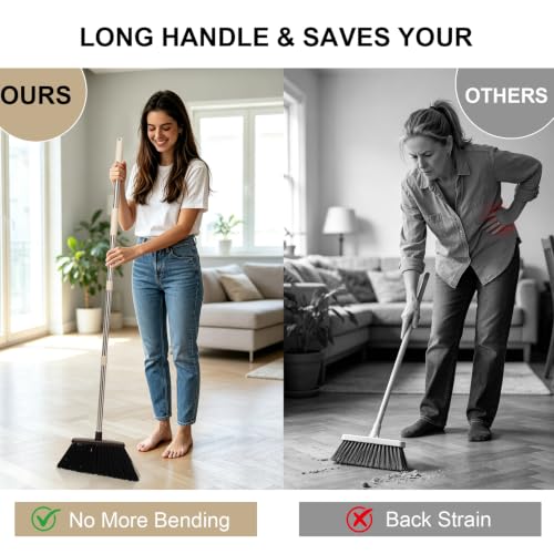 Broom and Dustpan Set with Long Handle