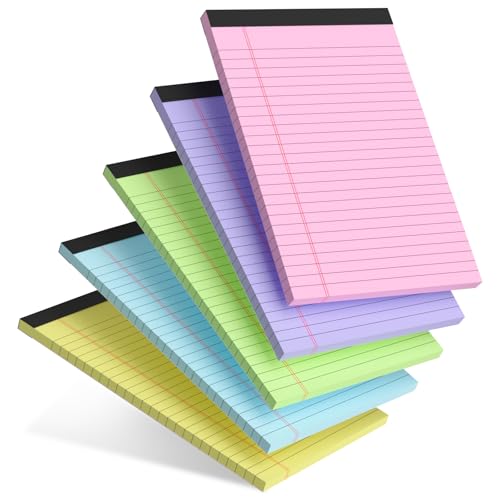 Small Note Pad 5x8 College Ruled Pink Legal Pads Paper Notepads 6 Pack Clear Print Writing Pads 5 x 8 Legal Pads Perforated Narrow Ruled Pads of Paper