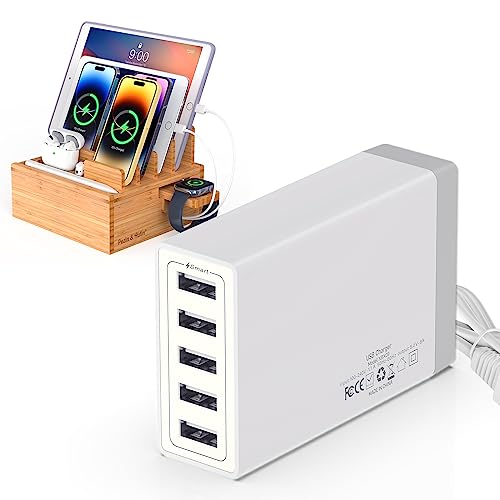 7 Slot Bamboo Charging Stations with USB Charger