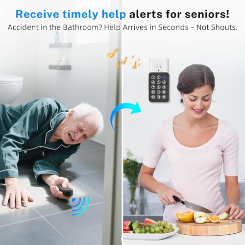 Wireless Caregiver Pager Call Button Nurse Call System 500Ft Range with LED Number Display for Elderly
