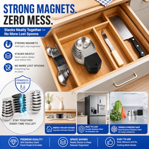 Magnetic Measuring Cups and Spoons Set