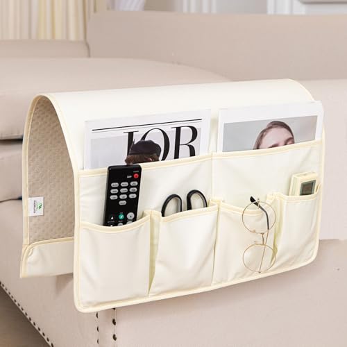Anti Slip Sofa Armrest Organizer Arm Chair Bedside Caddy Storage Organizer For Recliner Couch With 6 Pockets For Cell Phone Tv Remote Control