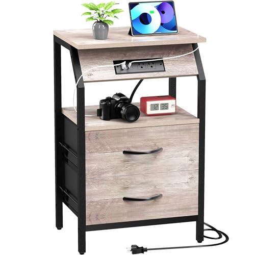 End Tables with Front Charging and Drawers