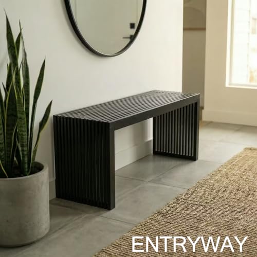 Modern Indoor Bamboo Wood Storage Bench for Entryway