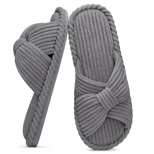 Summer House Slippers for Women Corduroy Open Toe Indoor Slippers